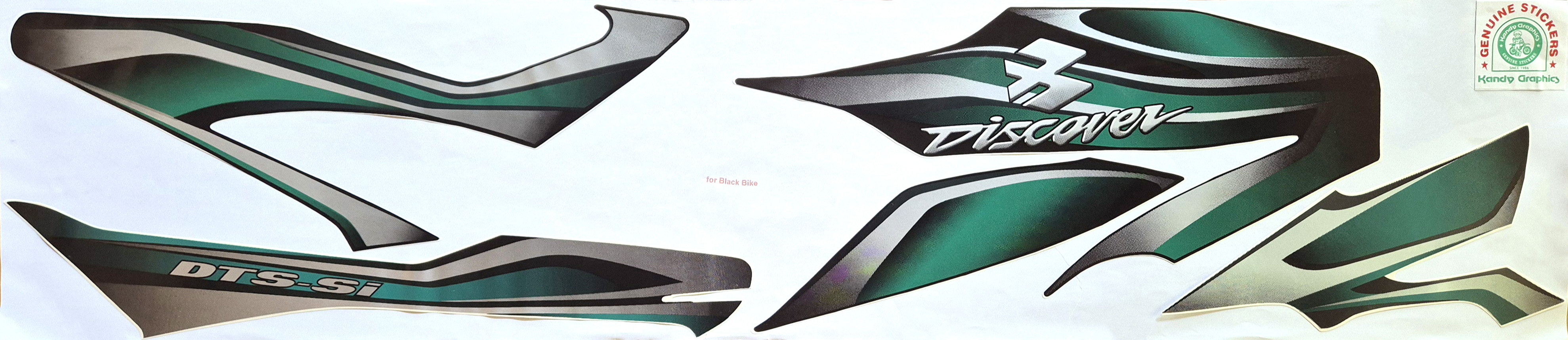 Bajaj Discover DTS-SI Black Bike - Green Sticker — DISCOVER sticker Sri Lanka